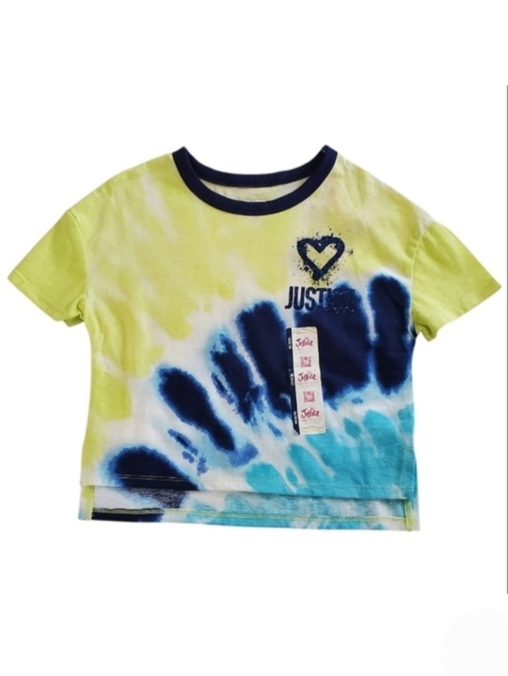 K1159 * Justice Girls Tie Dyed Tee Yellow Blue Size XS (5/6) NWT